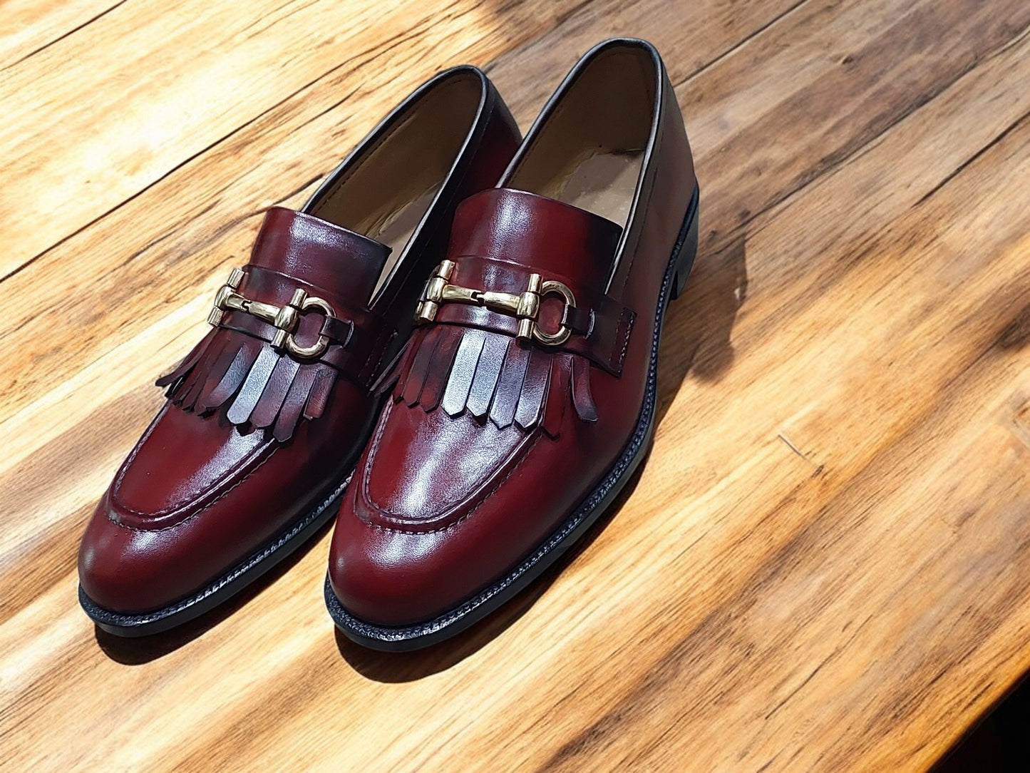 Handmade Men's Marron Leather Moccasin Loafer Dress Shoes Men Style