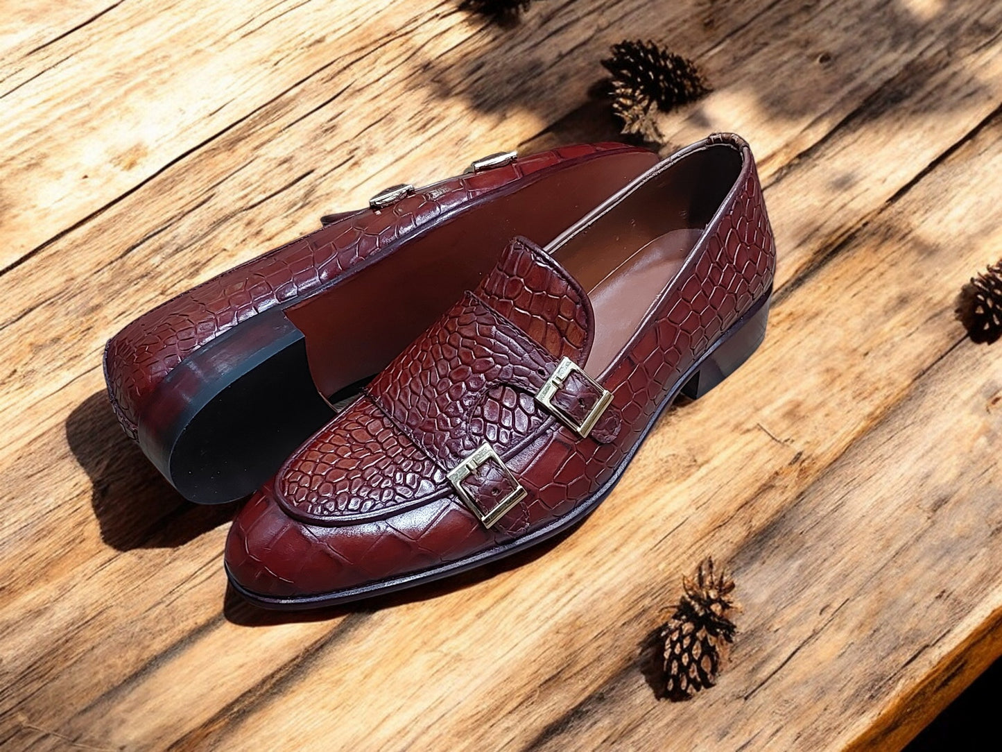 New Men's Handmade Formal Shoes Burgundy Leather Slip On Stylish Loafer Teasels Dress & Formal Wear Shoes