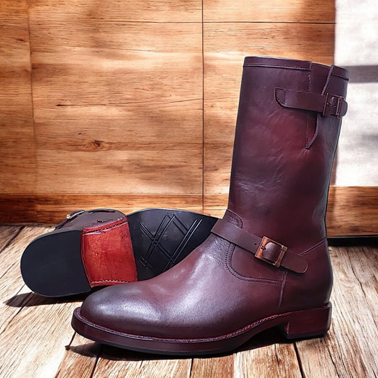 Men's New Handmade Ankle Boots Long Leather Boots