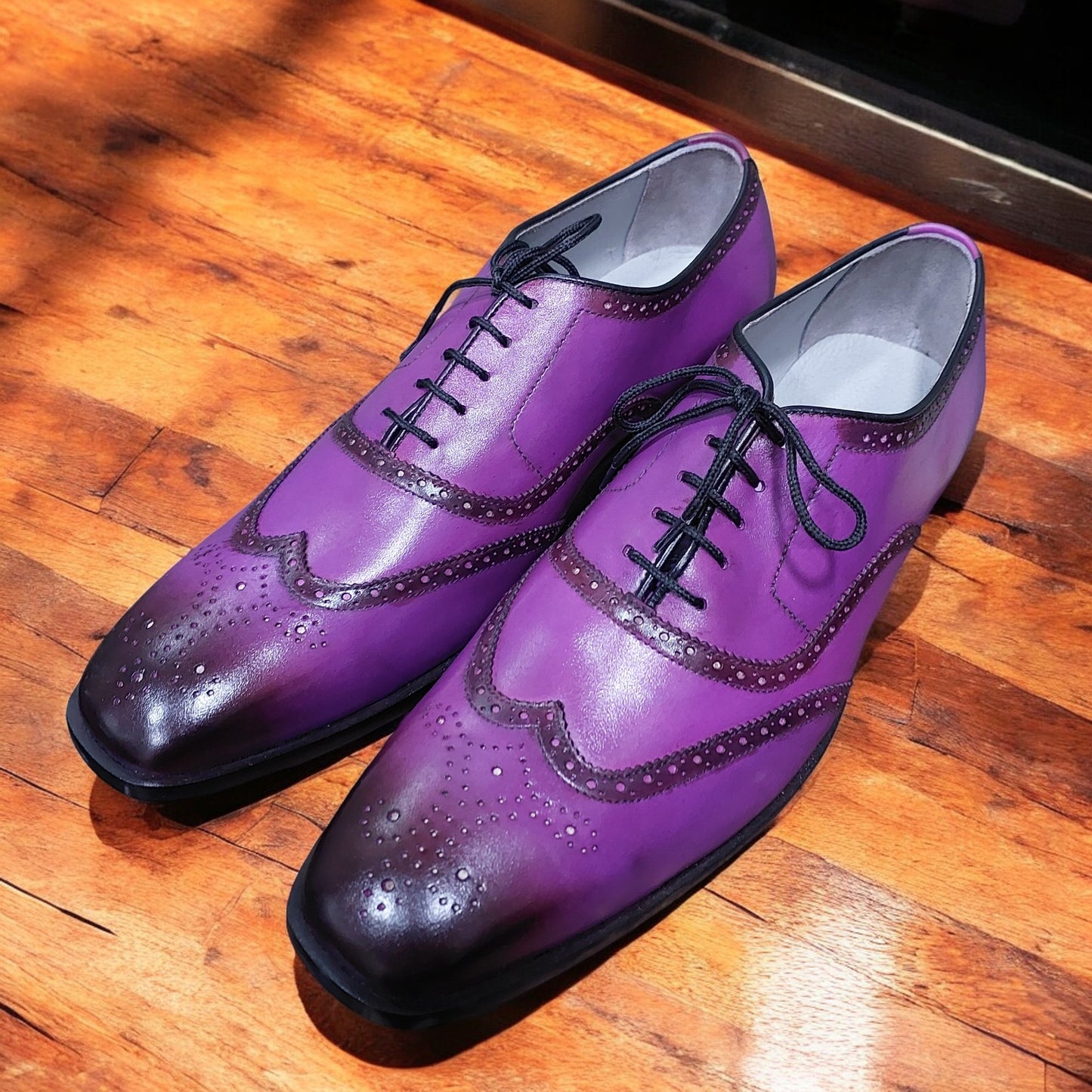 Handmade Men's Oxford Shoes Leather Brogue Dress Shoes Business Formal Shoes Men