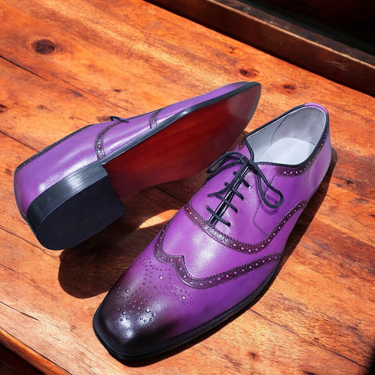 Handmade Men's Oxford Shoes Leather Brogue Dress Shoes Business Formal Shoes Men