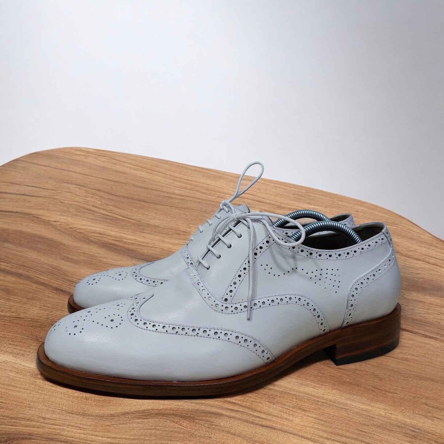 New Men's Handmade formal Shoes Grey Leather Wing Tip Lace up Dress & Casual Wear Boots