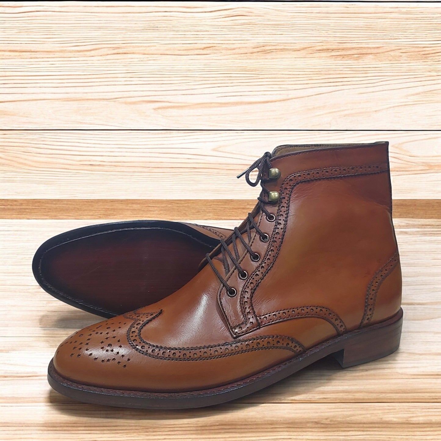 Handmade Men Brown Suede Leather Boots with laces