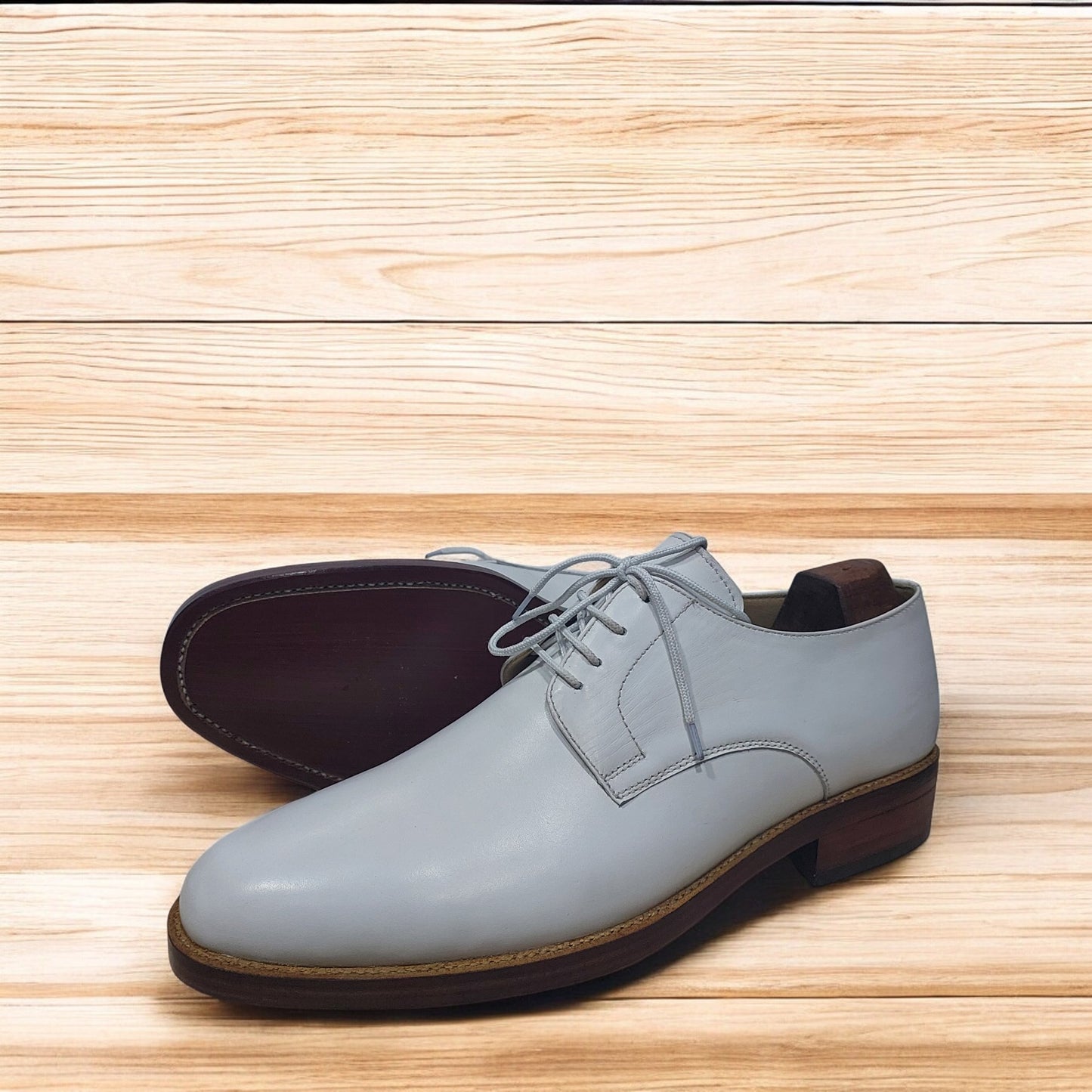 Handmade Leather Grey Dress shoes for men