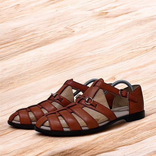 Trendy Summer Sandals - Handmade Tan Leather Sandals: Stylish Summer Shoes