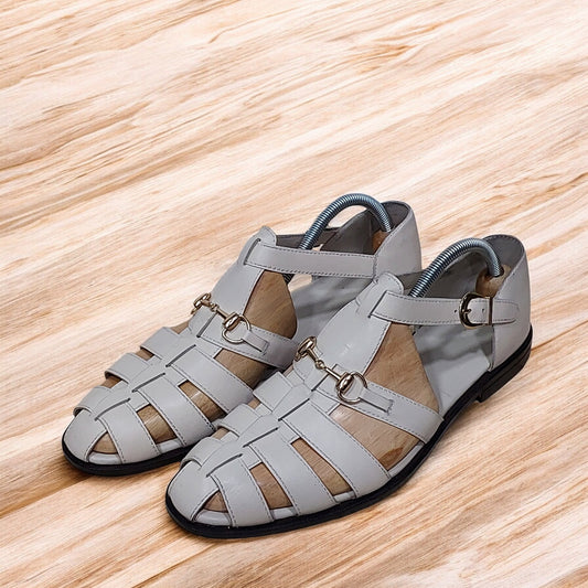 Trendy Summer Sandals - Handmade Grey Leather Sandals: Stylish & Handcrafted for Summer