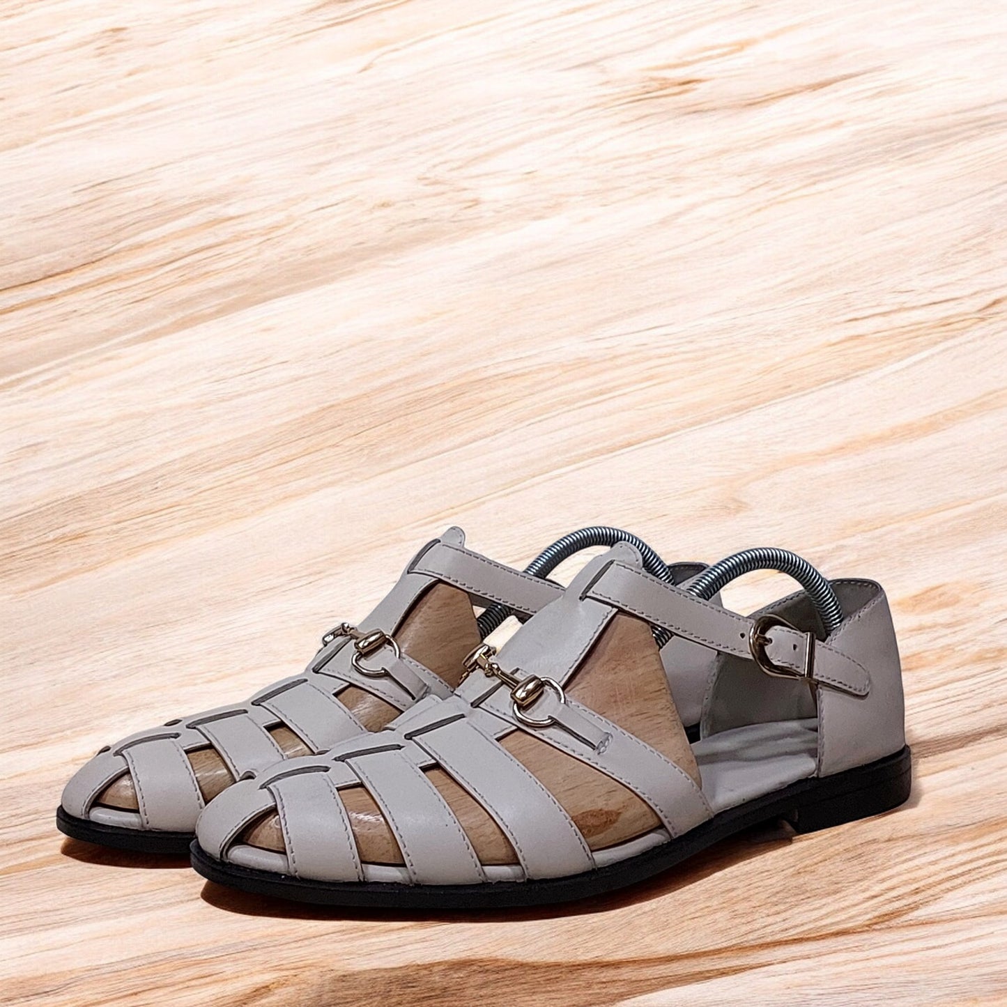 Trendy Summer Sandals - Handmade Grey Leather Sandals: Stylish & Handcrafted for Summer