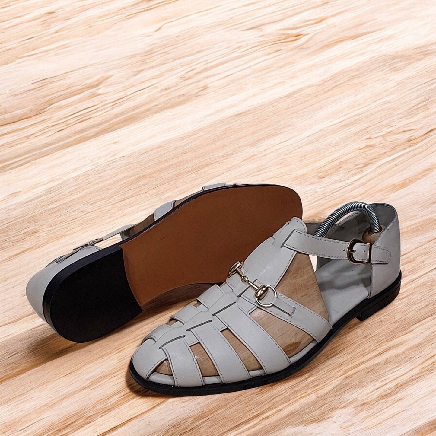 Trendy Summer Sandals - Handmade Grey Leather Sandals: Stylish & Handcrafted for Summer