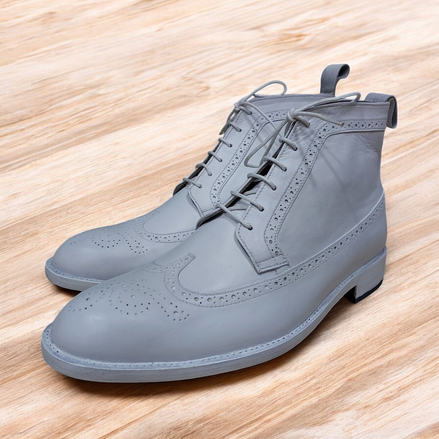 Handmade Leather Boots | High Shine Leather Boots | Ankle High Wing Tip Lace Up's