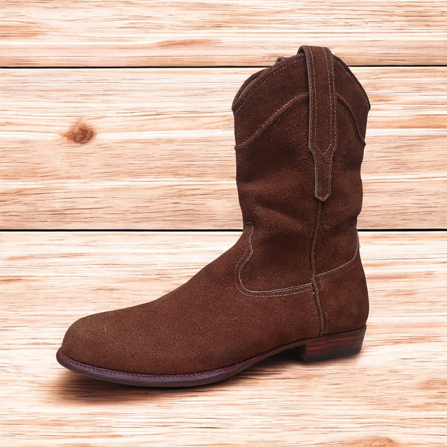 Men Cowboy Boots Suede Knight High Boots Vintage Boots Round Toe Casual Fashion Biker Boots